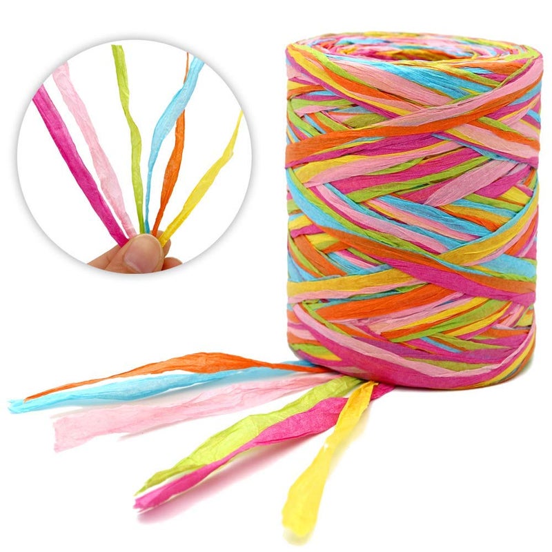 G2PLUS Colored 262 Feet Raffia Paper Ribbon 6 Colored Packing Paper String Perfect for Gift Wrapping and DIY Decoration (Pink) - Image 1